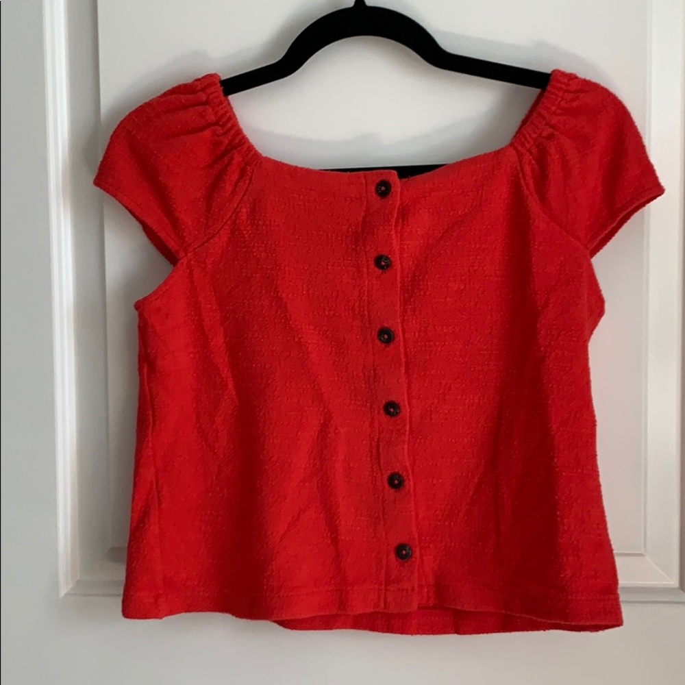 Madewell Red Short Sleeve shirt Button Down